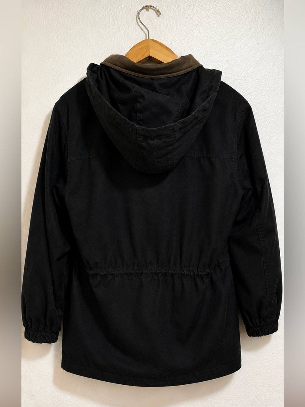 90s Pacific Trail Canvas Leather Outdoor Field Jacket with Hood in Black Size M - Picture 3 of 13